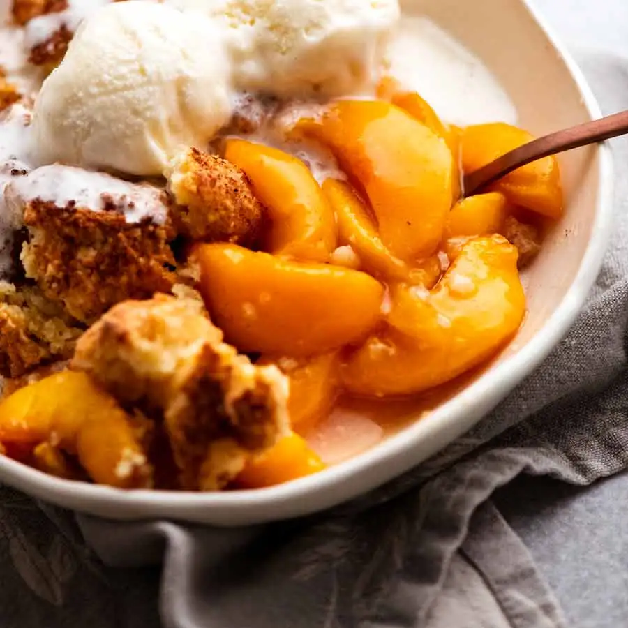To have delicious Peach cobbler, you need to use fresh and quality ingredients